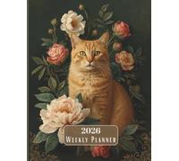 2026 Orange Cat Planner | Ornate Baroque Floral Cover | Weekly & Monthly 8.5x11" Organizer with 110 Stylish Cat-Themed Pages