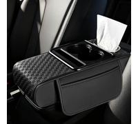 2026 - Organizador multifuncional de piel sintética para reposabrazos de automóvil, caja de almacenamiento universal 5 en 1 con 2 portavasos, ranura para caja de pañuelos, ranura para teléfono, para