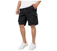 2026 - Pantalones cargo para hombre, pantalones deportivos de verano para hombre, overol de pierna ancha, cinco cuartos, mediano, Negro, 33W