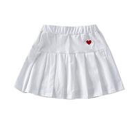 2026 Pantalones cortos para niños pequeños, faldas para niña, falda acampanada, simple, falda de patinadora plisada, falda deportiva, Blanco, 6-7 años