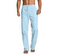 2026 Pantalones de chándal para hombre Pantalones sólidos casuales cortos pantalones rectos de longitud completa con bolsillo corto con cordón Pantalones de moda, azul claro, L