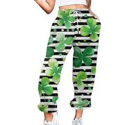 2026 Pantalones de chándal para mujer con estampado de St Pa Day, bolsillos, cintura alta, gimnasio, atlético, pantalones de jogger, verde menta, XL