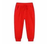 2026 - Pantalones de chándal para niños de color liso con pies agrupados y pantalones con capucha de tamaño mediano Pantalones delgados para niños 98, rojo, 2-3 años