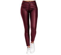 2026 Pantalones Mujer Pantalones de Entrenamiento de Mujer Leggings Fitness Pantalones Pantalones de Pantalones con Cintura Alta Sólido Pantalones delgados, Vino, XXL
