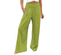 2026 Pantalones Palazzo de cintura alta y pierna ancha para mujer, cintura elástica, holgados, cómodos, informales, pantalones de pijama, pantalones azules de enfermería para mujer, verde menta, XXXL