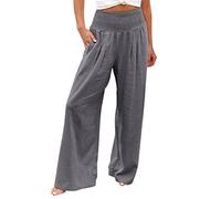 2026 Pantalones Palazzo de cintura alta y pierna ancha para mujer, cintura elástica, holgados, cómodos, informales, pantalones de pijama, pantalones azules de enfermería para mujer, gris, 5X-Large