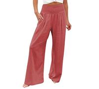 2026 Pantalones Palazzo de cintura alta y pierna ancha para mujer, cintura elástica, holgados, cómodos, informales, pantalones de pijama, pantalones azules de enfermería para mujer, naranja, XXXXL