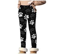 2026 Pantalones térmicos elásticos de invierno para mujer, estampados, entrenamiento, hogar, cintura cálida, leggings suaves, Negro , L