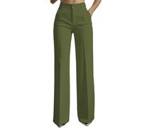 2026 Pantaloni da Donna a Vita Alta, gambe dritte, classici Pantaloni lunghi da lavoro e Piazza lavoro in ufficio (Army Green,M)