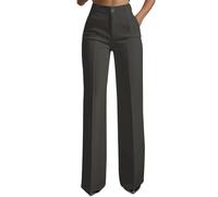 2026 Pantaloni da Donna a Vita Alta, gambe dritte, classici Pantaloni lunghi da lavoro e Piazza lavoro in ufficio (Dark Gray,S)