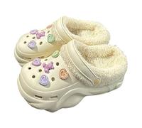 2026 Pantuflas de espuma viscoelástica para interior y exterior con colgantes de dibujos animados desmontables cómodos zapatos de invierno sandalias para deslizarse dentro, Blanco, 35 EU