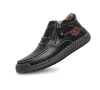 2026 Pantuflas de ocio para hombre con cremallera lateral, zapatos informales para el día a día, piel lisa, color sólido, ideales para pantalones vaqueros, pantalones de tela, zapatos cómodos para