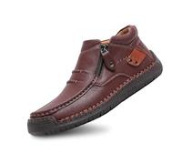 2026 Pantuflas de ocio para hombre con cremallera lateral, zapatos informales para el día a día, piel lisa, color sólido, ideales para pantalones vaqueros, pantalones de tela, zapatos cómodos para