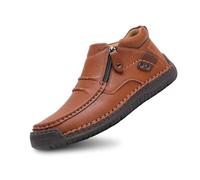 2026 Pantuflas de ocio para hombre con cremallera lateral, zapatos informales para el día a día, piel lisa, color sólido, ideales para pantalones vaqueros, pantalones de tela, zapatos cómodos para