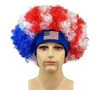 2026 - Peluca con diadema para fans de fútbol, diseño de bandera del equipo nacional, payaso, divertida, Alemania, carnaval, disfraz de Estados Unidos