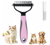 2026 Pet Tool Grooming, Dematting Comb for Dogs and Cats, Double Sided Undercoat Rake Pet Brush with 17 Teeth, Deshedding Dog Brush Removes Tangles Knots and Loose Fur (Pink)
