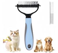 2026 Pet Tool Grooming, Dematting Comb for Dogs and Cats, Double Sided Undercoat Rake Pet Brush with 17 Teeth, Deshedding Dog Brush Removes Tangles Knots and Loose Fur (Blue)