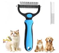 2026 Pet Tool Grooming, Dematting Comb for Dogs and Cats, Double Sided Undercoat Rake Pet Brush with 17 Teeth, Deshedding Dog Brush Removes Tangles Knots and Loose Fur (Navy Blue)