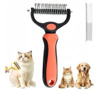 2026 Pet Tool Grooming, Dematting Comb for Dogs and Cats, Double Sided Undercoat Rake Pet Brush with 17 Teeth, Deshedding Dog Brush Removes Tangles Knots and Loose Fur (Orange)