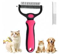 2026 Pet Tool Grooming, Dematting Comb for Dogs and Cats, Double Sided Undercoat Rake Pet Brush with 17 Teeth, Deshedding Dog Brush Removes Tangles Knots and Loose Fur (Rose Red)