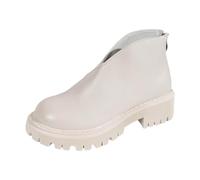 2026 Petite Women ~ Girls Sole Block Heel Platform with Winter Boots Ankle Easy On Leather Country Walk Dog Walking Lightweight Grip Hiking, White, 38.5 EU