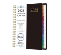 2026 Planner, 12 Month Spiral Bound Paper Schedule Notebook with 21.5x15.3cm, Weekly Monthly Design for To-Do List, Goals, Planning, Appointments, Daily Routine