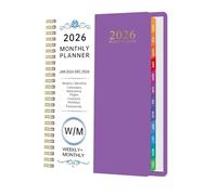 2026 Planner, 12 Month Spiral Bound Paper Schedule Notebook with 21.5x15.3cm, Weekly Monthly Design for To-Do List, Goals, Planning, Appointments, Daily Routine