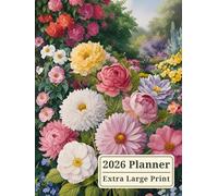 2026 Planner Extra Large Print: Monthly Calendar with UK Holidays and Weekly Organizer for Women With Impaired Vision, Floral Cover