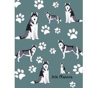 2026 Planner: Husky Dog Paw Prints Pattern Dated Weekly and Monthly Page Views With Space For Notes