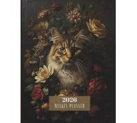 2026 Planner Weekly & Monthly | Gray Tabby Fluffy Cat Floral Cover | 8.5x11" Cat Lover’s Organizer with 110 Pages