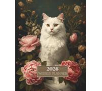 2026 Planner with Weekly and Monthly Spreads | Perfect for Cat Lovers | Floral Cover: Cats on all Pages | Papercover | Baroque Vintage Style