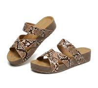 2026 Platform Slide Sandals for Women Open Toe Knitted Strap Sandals Arch Support Comfortable Summer Beach Shoes Fashion Hollow Open Toe Lightweight Outdoor Slippers (Snake Print,43)