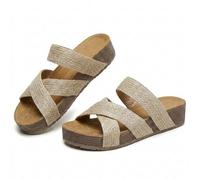 2026 Platform Slide Sandals for Women Open Toe Knitted Strap Sandals Arch Support Comfortable Summer Beach Shoes Fashion Hollow Open Toe Lightweight Outdoor Slippers (Hemp Rope,41)