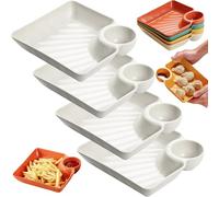 2026 - Plato separado para salsa, bandeja de inmersión reutilizable de 4/8 piezas, plato de albóndigas, patatas fritas y plato de servir para charcutería, frutas, salsa de taco y aperitivos (4 piezas