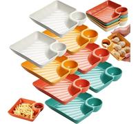 2026 - Plato separado para salsa, bandeja de inmersión reutilizable de 4/8 piezas, plato de albóndigas, patatas fritas y plato de servir para charcutería, frutas, salsa de taco y aperitivos (4 piezas
