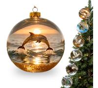 2026 Playful Animal 3D Glass Ball Decorations, 2026 Wildlife Wonders Collection Birds Crystal Glassball Ornament, Marine & Forest Life Crystal Glassball Ornament, Winter Holiday (Dolphins)