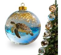 2026 Playful Animal 3D Glass Ball Decorations, 2026 Wildlife Wonders Collection Birds Crystal Glassball Ornament, Marine & Forest Life Crystal Glassball Ornament, Winter Holiday (Sea Turtles)