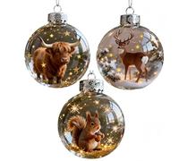 2026 Playful Animals Ball-Decoration, Clear Bird Figurine Balls for Xmas Tree, Cardinal Bird Christmas Tree Ornament, Acrylic Ball Bird Holiday Ornaments, Clear Holiday Ornaments Home Décor (3Pcs-F)