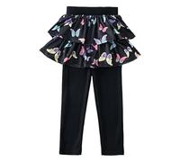2026 polainas de niña primavera y otoño niños falsos dos culottes y pantalones usan una falda inferior elástica de niña, Negro , 6-7 años