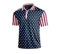 2026 - Polo de ocio para hombre, a la moda, holgada, con solapa impresa en 3D, blusa Henley para hombre, camiseta de tenis de rugby para golf 2026, azul oscuro, XXL
