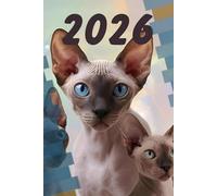 2026 printed premium colour, glossy hard cover weekly planner , pages with Sphynx cats: Aesthetic A5 calendar January - December 2026 Sphinx Cats