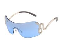 2026 Randlose Sonnenbrille für Damen mit Schlangen-Metallbeinen, stilvolle Monoblock-Sonnenbrille mit Farbverlauf für den Au?enbereich, azul, Talla única