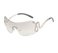 2026 Randlose Sonnenbrille für Damen mit Schlangen-Metallbeinen, stilvolle Monoblock-Sonnenbrille mit Farbverlauf für den Au?enbereich, plateado, Talla única