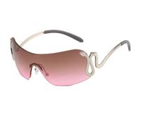 2026 Randlose Sonnenbrille für Damen mit Schlangen-Metallbeinen, stilvolle Monoblock-Sonnenbrille mit Farbverlauf für den Au?enbereich, Camiseta Rosa, Talla única