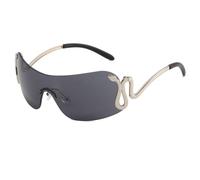 2026 Randlose Sonnenbrille für Damen mit Schlangen-Metallbeinen, stilvolle Monoblock-Sonnenbrille mit Farbverlauf für den Au?enbereich, Schwarzgrau, Talla única
