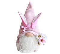 2026 Regalo Old Home Man Flower and Gnome Faceless Spring Bunny Doll Easter Bunny Easter Ornament Desktop Ornament (A, One Size)