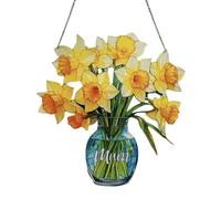 2026 Regalo para el Día de la Madre, atrapassoles, cristal de colores con narcisos eternos en un jarrón, flores de nacimiento para colgar en para mamá, abuela, amante del jardín (A, talla única)