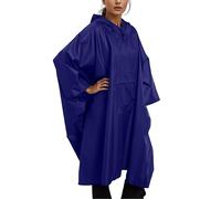 2026 Regenponcho Wandern Radfahren Outdoor 3in1 Damen Regencape Wiederverwendbarer Poncho Cape Mat Regenmantel (Dark Blue, One Size)