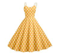 2026 Rockabilly - Vestido para mujer, sin mangas, lunares, vintage, swing, vestido de coctail, para boda, festivo, hasta la rodilla, túnica, elegante, vestido de fiesta, vestido de baile, disfraz de