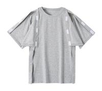 2026 Ropa europea y de cuidado para hombres, holgada, cómoda, no es necesario desvestirse, recuperación postoperatoria, camiseta de manga corta, gris, XL